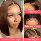 Short Bob Chocolate Brown #4 Brazilian Human Hair 13x4 Lace Front Wig