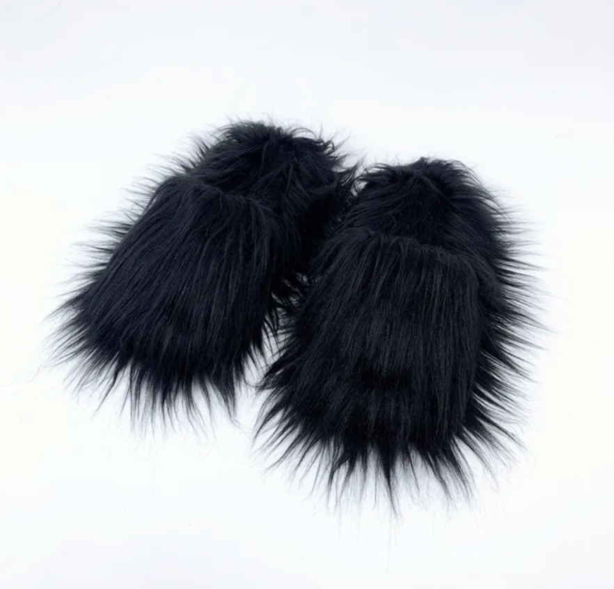 Fashion cotton Open toe slippers Woman Trending Furry Style Shoes