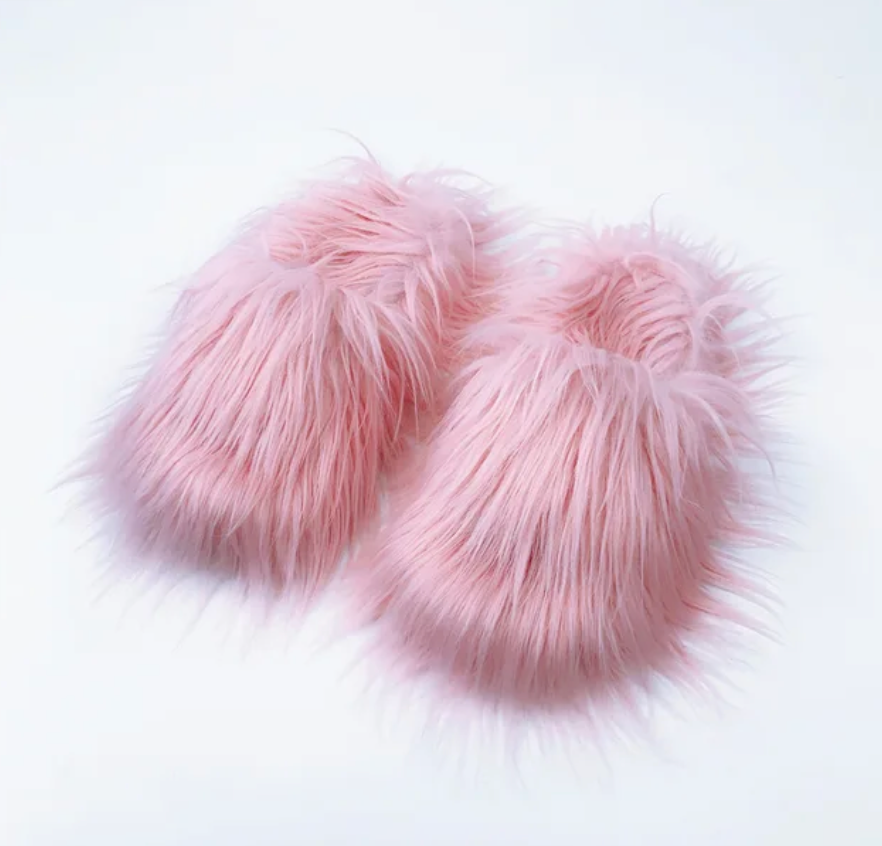 Fashion cotton Open toe slippers Woman Trending Furry Style Shoes