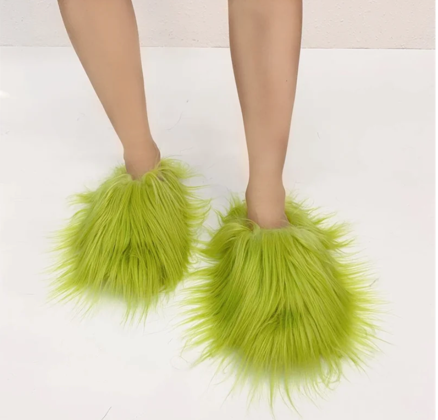 Fashion cotton Open toe slippers Woman Trending Furry Style Shoes