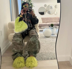 Fashion cotton Open toe slippers Woman Trending Furry Style Shoes