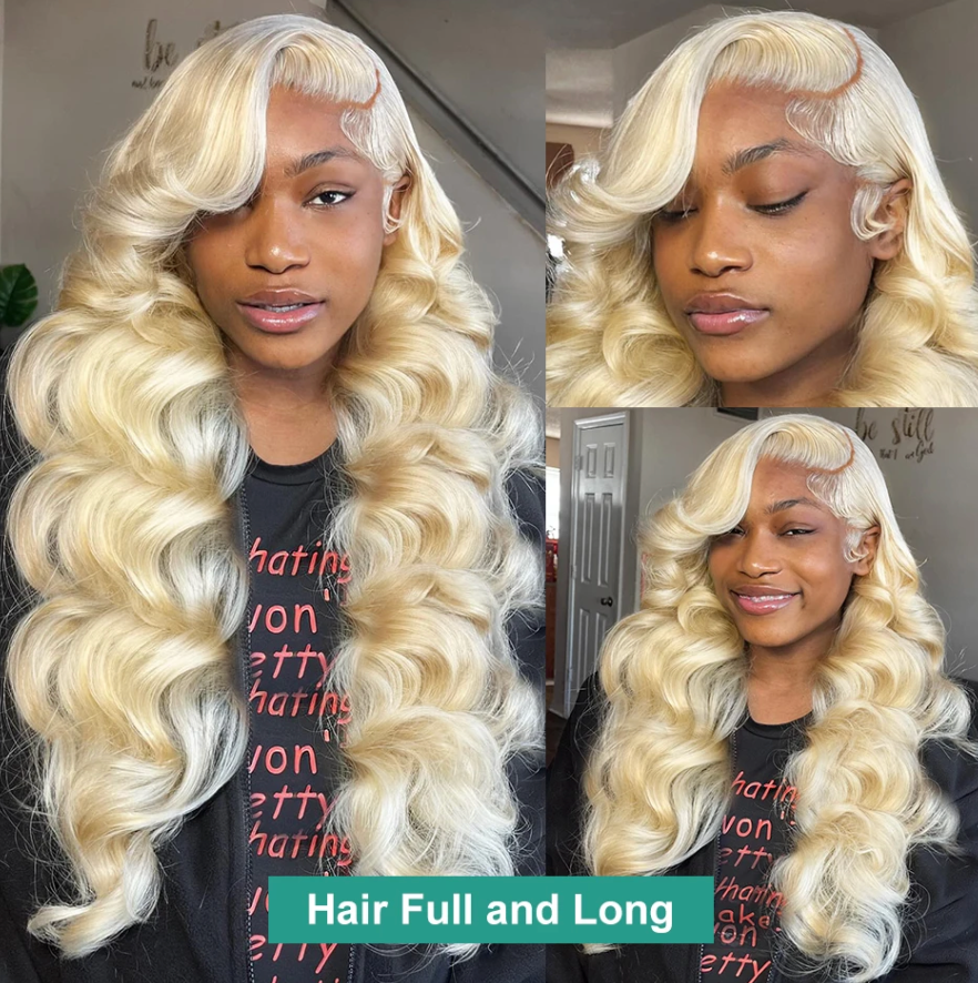 🔥613 HD Lace Human Hair Body Wave 13X6 180 Density Closure Blond Wig