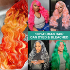🔥613 HD Lace Human Hair Body Wave 13X6 180 Density Closure Blond Wig