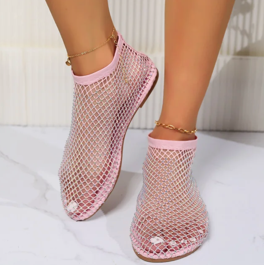 Womans Summer Sandals Open Toe Rhinestone Hollow Fashion Breathable Shoes