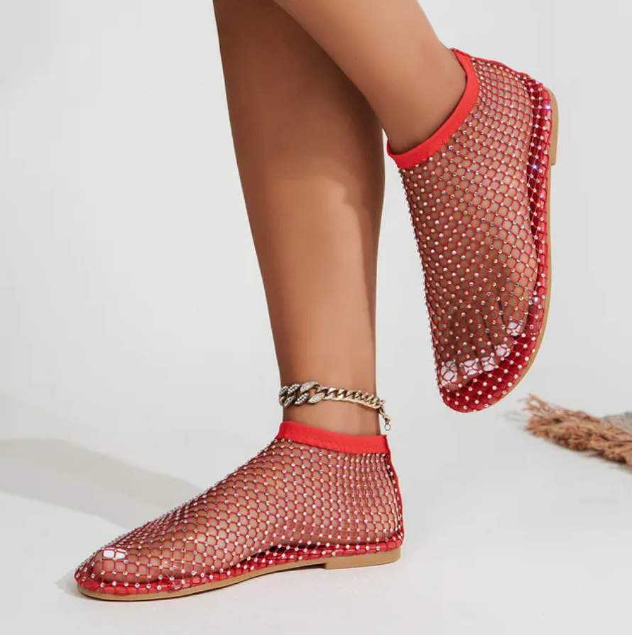 Womans Summer Sandals Open Toe Rhinestone Hollow Fashion Breathable Shoes