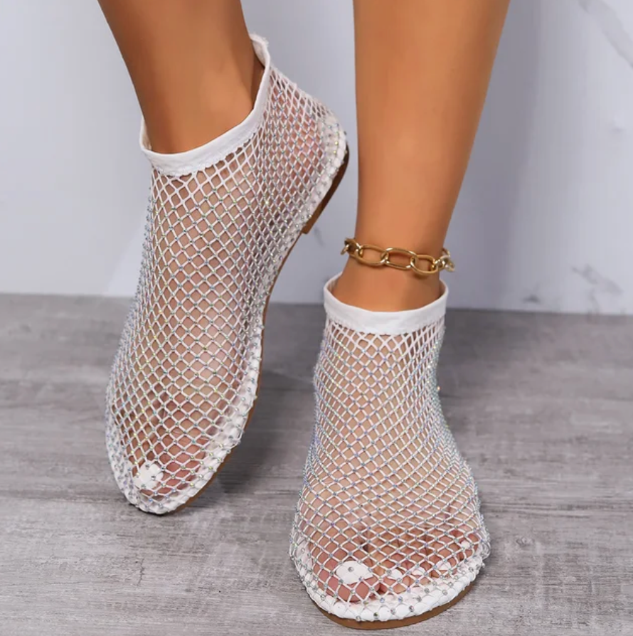 Womans Summer Sandals Open Toe Rhinestone Hollow Fashion Breathable Shoes