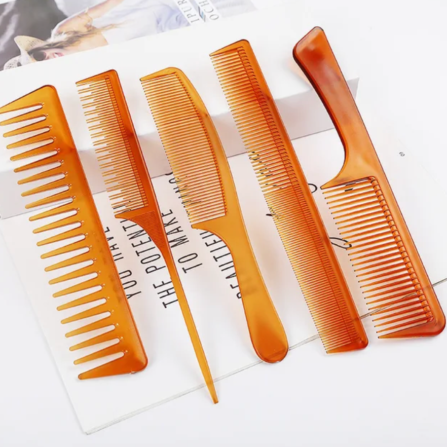 5 Pcs Comb Set Semi Transparent Cute Design ProfessionalHair Tools Accessory