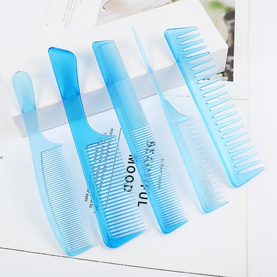 5 Pcs Comb Set Semi Transparent Cute Design ProfessionalHair Tools Accessory