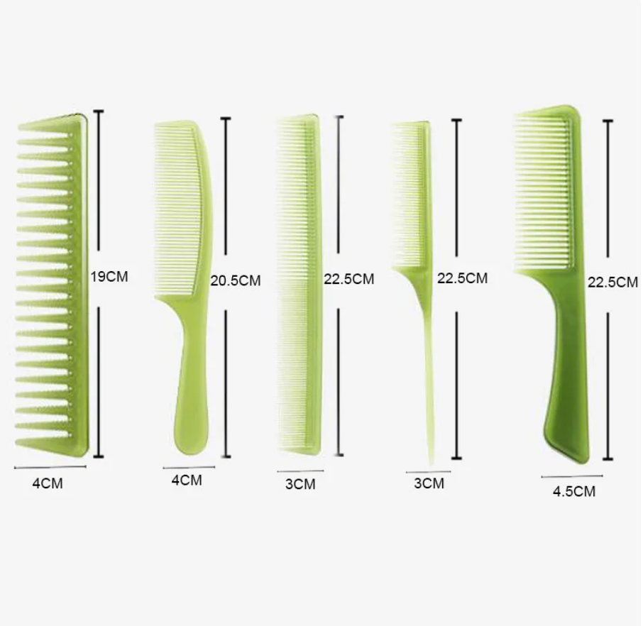 5 Pcs Comb Set Semi Transparent Cute Design ProfessionalHair Tools Accessory