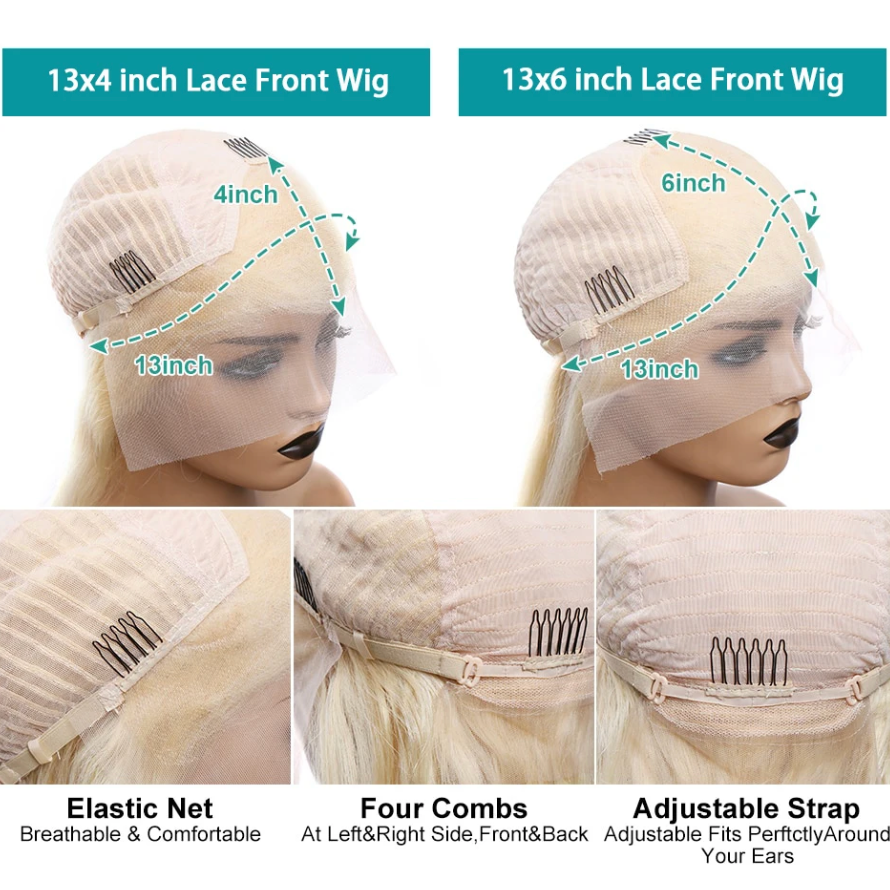 Deep Wave Blond Colored 180% Density Human Hair Lace Front Wig