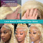 Deep Wave Blond Colored 180% Density Human Hair Lace Front Wig