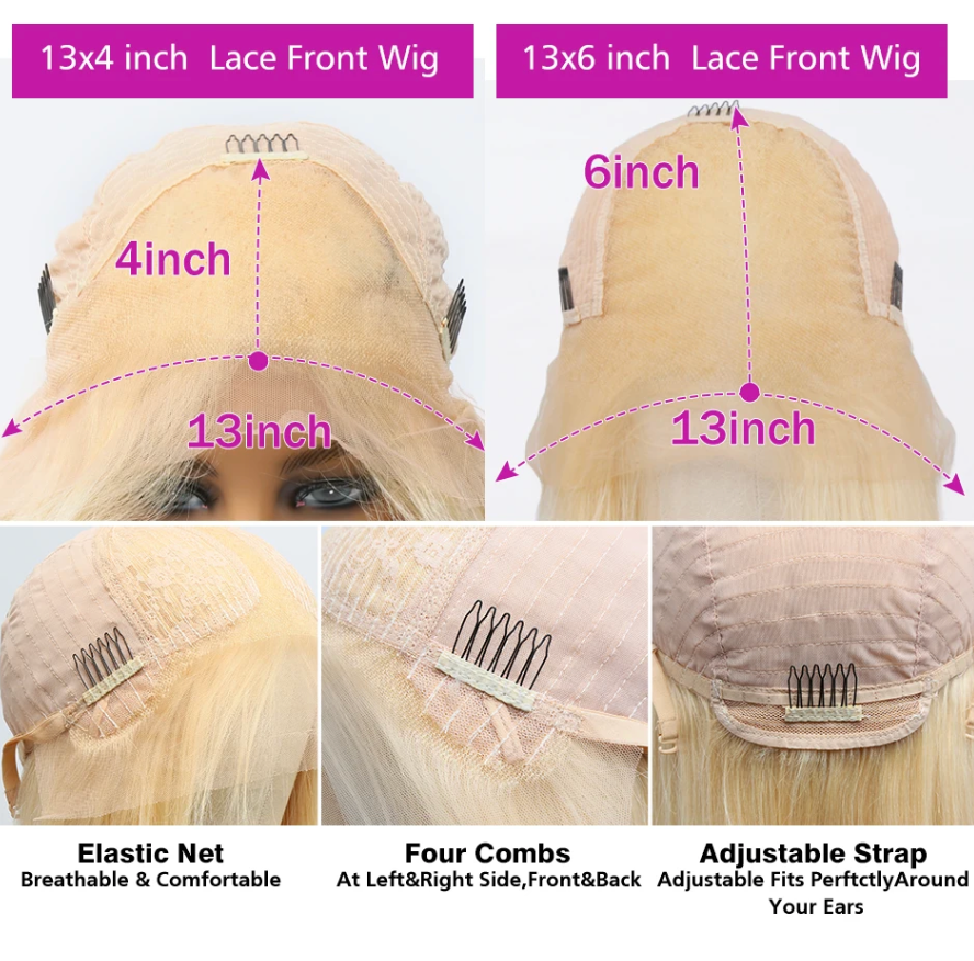 🔥 Straight Human Hair 613 Blond wig HD Lace 13x4 13x6 Closure Density Wig
