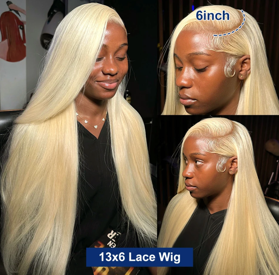 🔥 Straight Human Hair 613 Blond wig HD Lace 13x4 13x6 Closure Density Wig