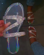 Woman’s Summer Sandals Beach Rhinestone Strap Ladies Fashion Slides Trending Fashion Shoes