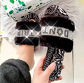 Woman’s Trending Design Summer Fashion Crystal Rhinestone Fluffy Graphic Slippers