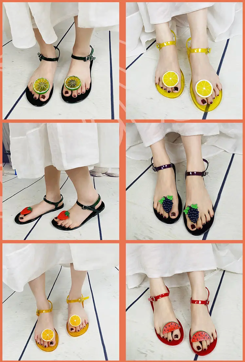 Summer Trending Fruit jelly Slides Fashion Pool Beach Strap Flip Flop Outdoor Non-slip Buckle Sandals