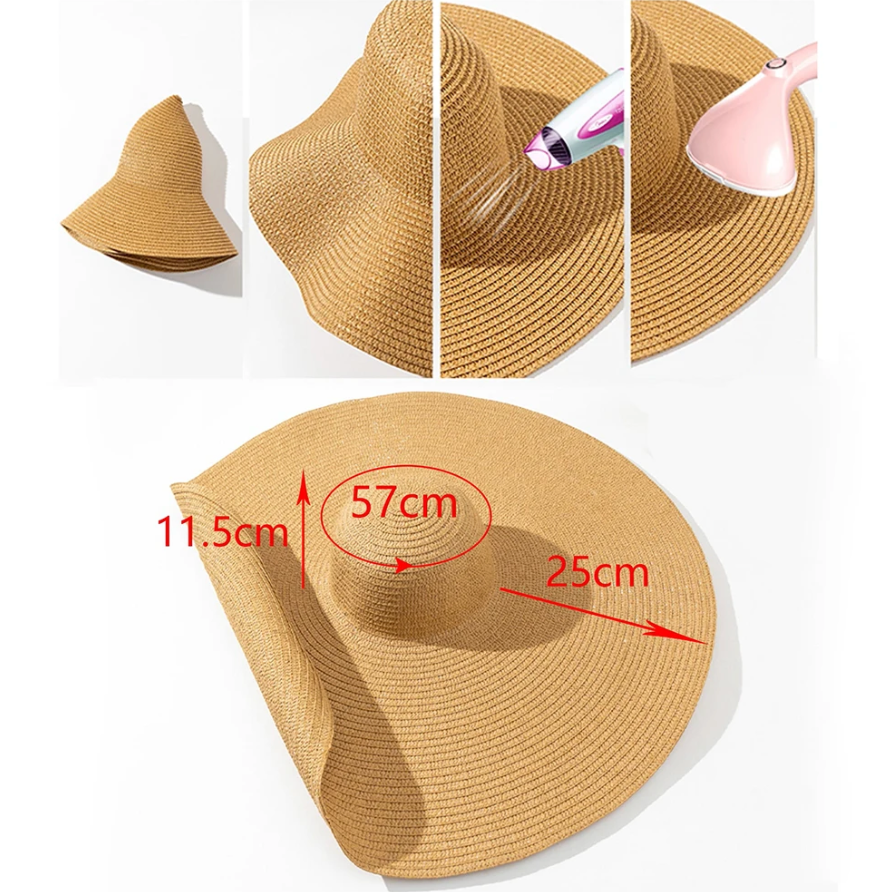Oversized Woman’s Summer Sunhat Trending Straw Shade Sun Protection Fashion Headwear