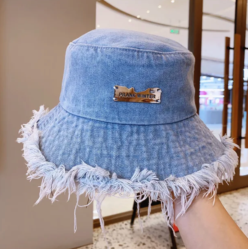 Distressed Denim Bucket Hat Fashion Outdoor Fisherman’s Summer Headwear Cap