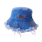 Distressed Denim Bucket Hat Fashion Outdoor Fisherman’s Summer Headwear Cap