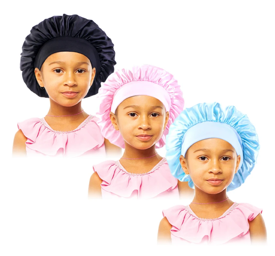 3 Pcs Solid Color Childrens Night Hair Protection Sleeping Bonnet Cap