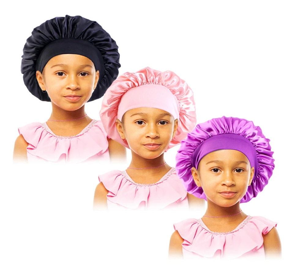 3 Pcs Solid Color Childrens Night Hair Protection Sleeping Bonnet Cap