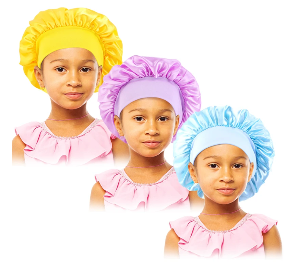 3 Pcs Solid Color Childrens Night Hair Protection Sleeping Bonnet Cap