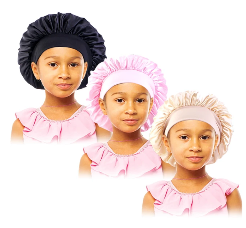 3 Pcs Solid Color Childrens Night Hair Protection Sleeping Bonnet Cap