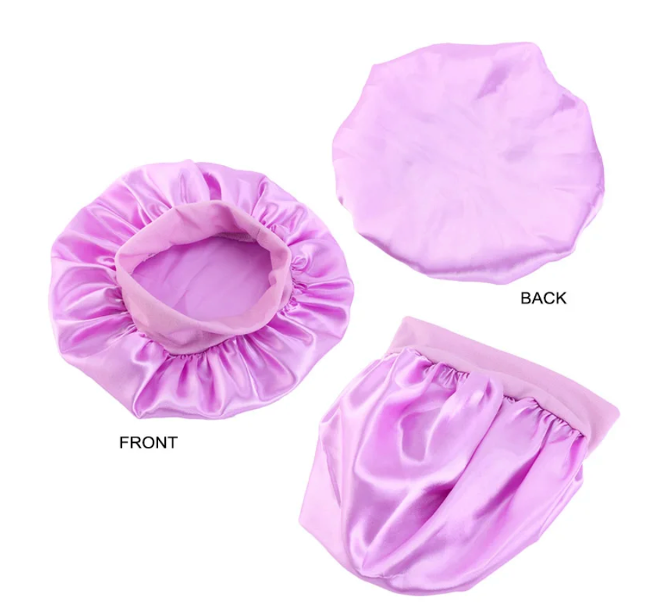 3 Pcs Solid Color Childrens Night Hair Protection Sleeping Bonnet Cap