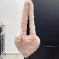 Plush Womans Handbag Heart Faux Fur Shoulder Bag Hand bag Love Tote Bag