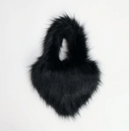 Plush Womans Handbag Heart Faux Fur Shoulder Bag Hand bag Love Tote Bag