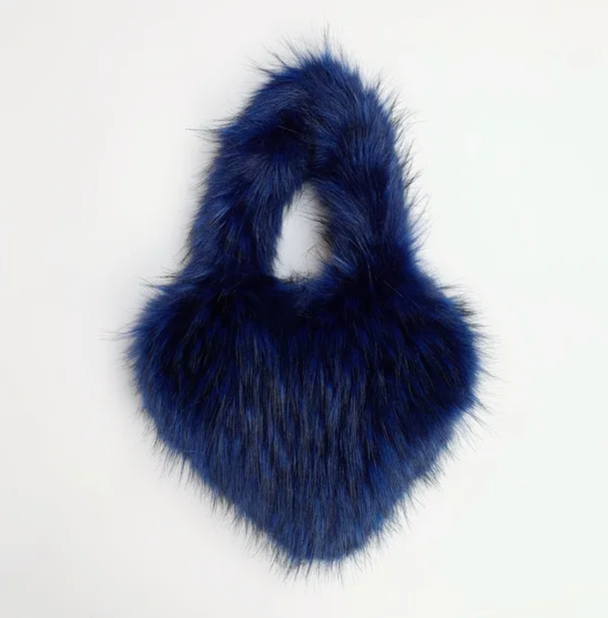 Plush Womans Handbag Heart Faux Fur Shoulder Bag Hand bag Love Tote Bag