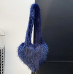 Plush Womans Handbag Heart Faux Fur Shoulder Bag Hand bag Love Tote Bag