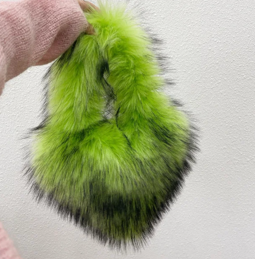 Plush Womans Handbag Heart Faux Fur Shoulder Bag Hand bag Love Tote Bag