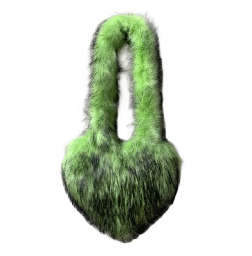 Plush Womans Handbag Heart Faux Fur Shoulder Bag Hand bag Love Tote Bag