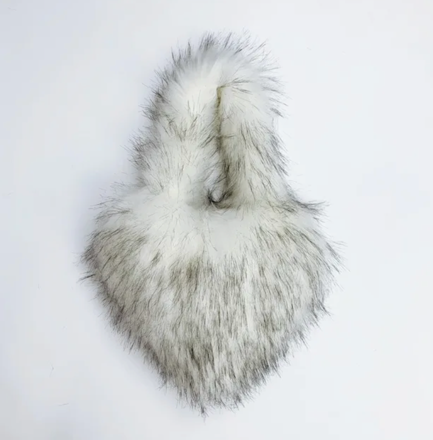 Plush Womans Handbag Heart Faux Fur Shoulder Bag Hand bag Love Tote Bag