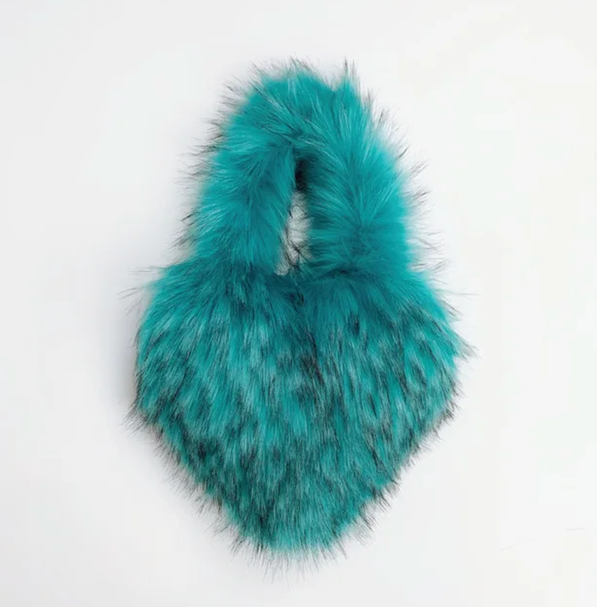 Plush Womans Handbag Heart Faux Fur Shoulder Bag Hand bag Love Tote Bag