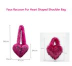 Plush Womans Handbag Heart Faux Fur Shoulder Bag Hand bag Love Tote Bag