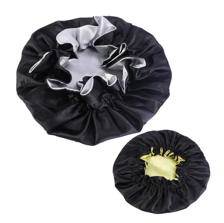2 Pcs Reversible Double Sided Silky Bonnet Womans Kids Matching Bonnet Sleep Cap Set