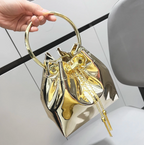 Metalic Womans Cross Body Chain Handbag Solid Color Evening Clutch Party Purse