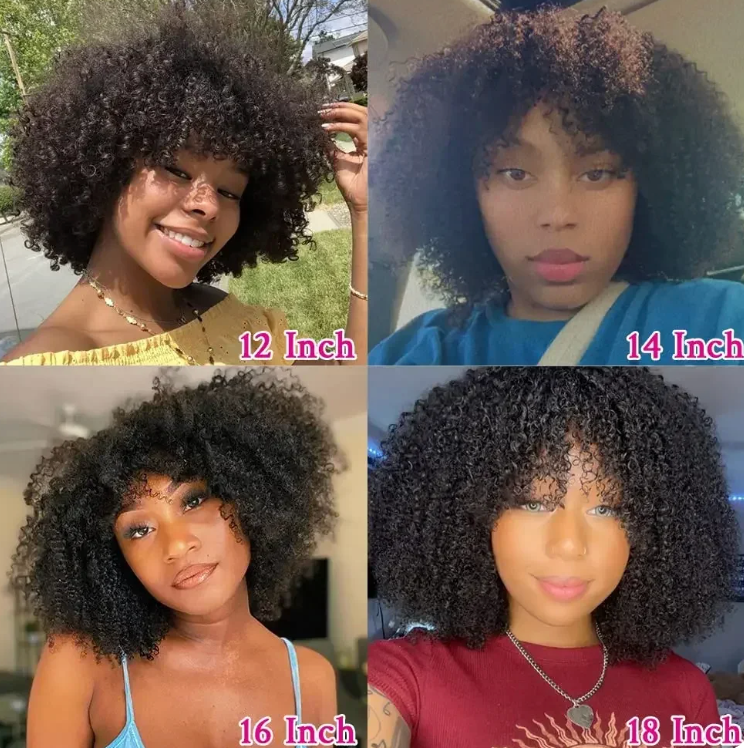 Glueless Kinky Curly 1B Jerry Curl 180% Density Afro Kinky Curly Human Hair Natural Hair Wig