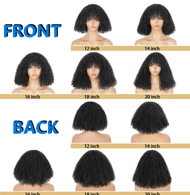 Glueless Kinky Curly 1B Jerry Curl 180% Density Afro Kinky Curly Human Hair Natural Hair Wig