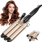 Hair Curling Iron Barrel Curler Beach Wave 3 Barrels Crimping Styling Tool