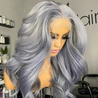 Silver Grey Body Wave 180% Density Human Hair Brazilian HD Lace Wig
