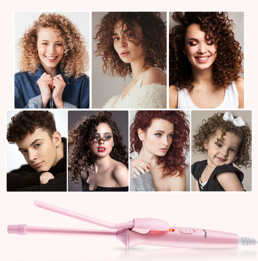 9mm Ceramic Coating Mini Pink Curling Iron Wand