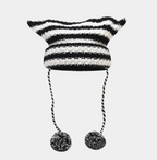 Handmade Japanese Cat Ear Trending Unisex Beanie Warm Skully Winter Cap Headwear