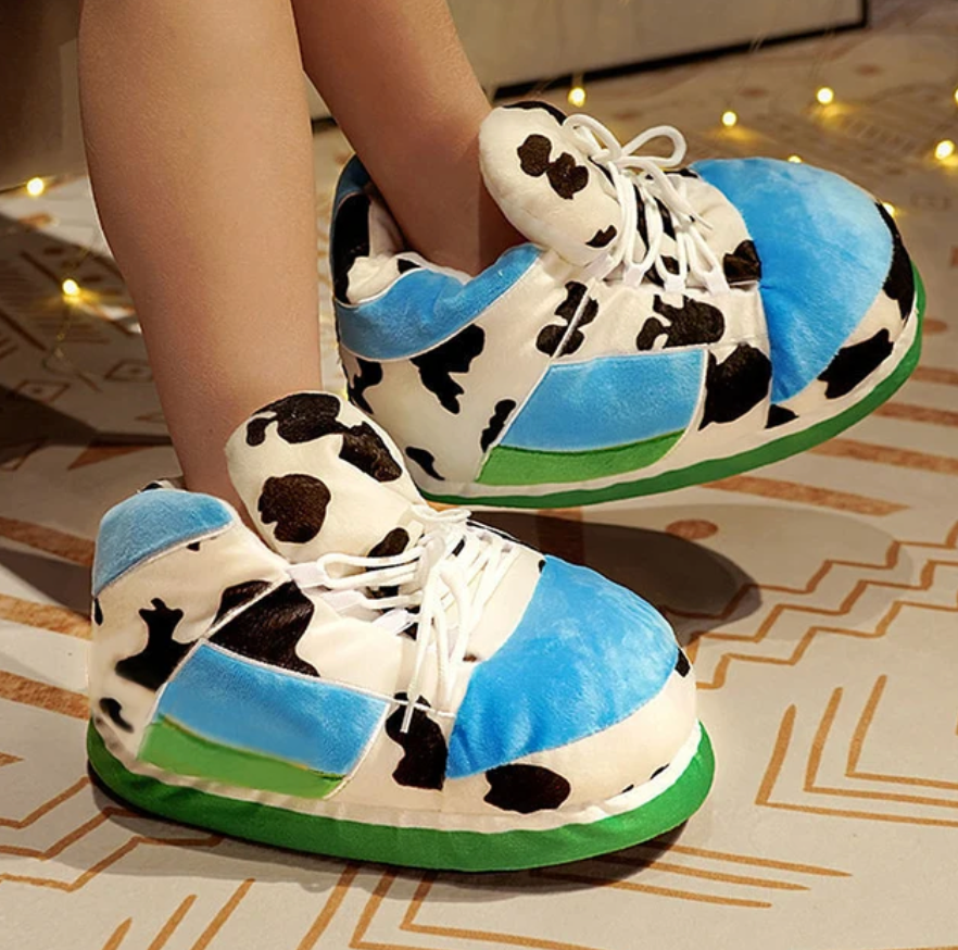Plush Cotton Home Sneaker Slippers Woman Men Cute Cartoon Foam Shoes