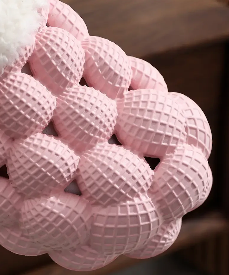 Cute Fur Bubble house Shoes Furry Slippers Close Toe Slides