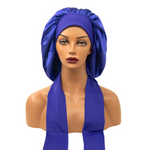 Womans 1 Pcs Sleeping Night Cap Bonnet Satin Adjustable Long Bow Tie Protective Headwear
