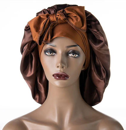 Womans 1 Pcs Sleeping Night Cap Bonnet Satin Adjustable Long Bow Tie Protective Headwear