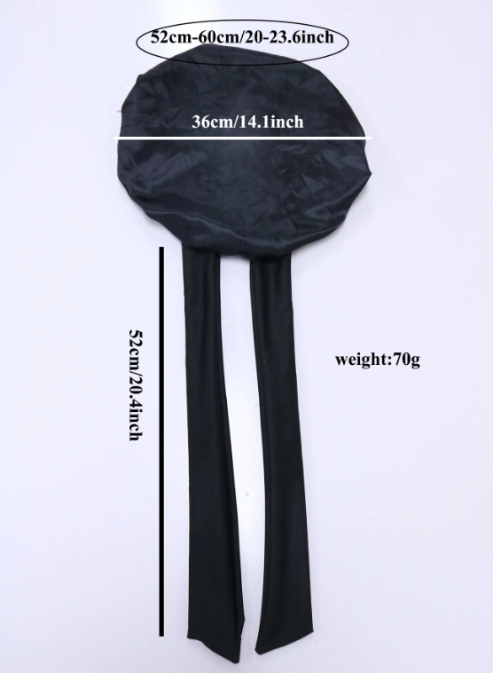 Reversable Satin Sleeping Cap Double Sided Adjustable Bow Tie Night Bonnet